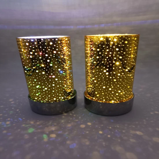 Roter, batteriebetriebener, flammenloser LED-Kerzen-Wunschkerzenhalter aus Glas mit 3D-Effekt